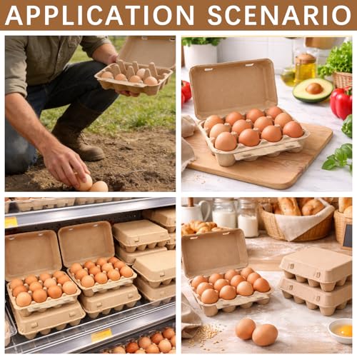 Egg Cartons 12 Count, 50 Pack Cardboard Egg Cartons Cheap Bulk, Reusable Paper Egg Holder for Supermarkets Kitchen - size: 3x4