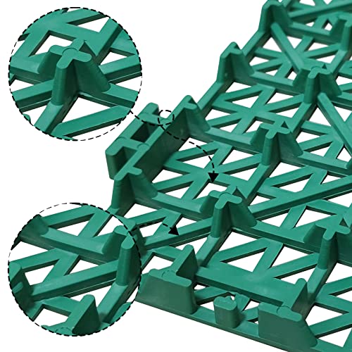 12 Pack Modular Interlocking Cushion 11.6" x 11.6" Rubber Mat Floor Tile Mats Drain Pool Patio Balcony Yard Pet Area Washer Pad(Green) - size: green