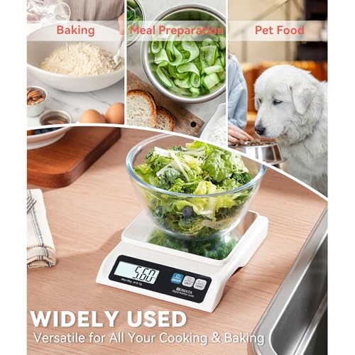 BOMATA 0.1g High Precision Digital Kitchen Food Scale, 13lb Gram Scale | USB Rechargeable, Removable Pan, Stainless Steel Pan, Backlit LCD Display, for Cooking, Baking B621 White - color: White Rechargeable