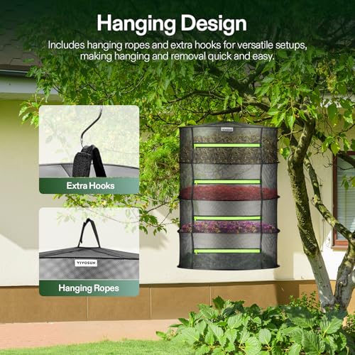VIVOSUN 2-Pack 4-Layer Mesh Drying Rack Hanging Design with Green Zippers for Dehydrating, Indoor and Outdoor (Pruning Shears Included) - size: 4 Layer, style: 2 Pack