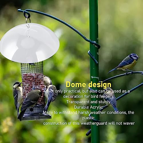 Bird Feeders Protective Dome Cover - Durable Acrylic Hanging Bird Feeder Cover - Large Diameter - with Hook - Weatherproof and Squirrel-Proof