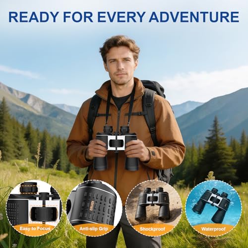 20x52 High Powered Binoculars for Adults | Large Wide View for Bird Watching; Rugged Rubber Armor for Comfortable Use; Clear with BAK4&FMC for Hunting Cruise Ship