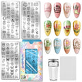 PH PandaHall 3pcs Spring Nail Stamping Plates Flowers Leaf Nail Art Template Butterfly Bee Nails Image Plate Potted Plants Nails Design Stamper for Women Spring Manicures Salon Decoration Printing - style: Spring