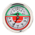 MEASUREMAN Tridicator, Thermo-Manometer, 2-1/2", Silicone Oil Filled, 0-160psi/30-250 deg F, Stainless Steel Case, 1/4" NPT Back Mount - size: Back Mount-Liquid Filled