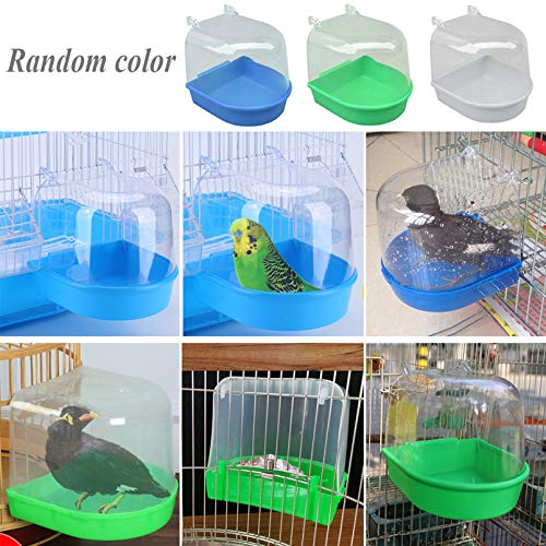 kathson Parrot Bath Box Bird Cage Accessory Supplies Bathing Tub Bath for Parakeet Pet Brids Canary Budgies Parrot (Random Color) - color: Blue