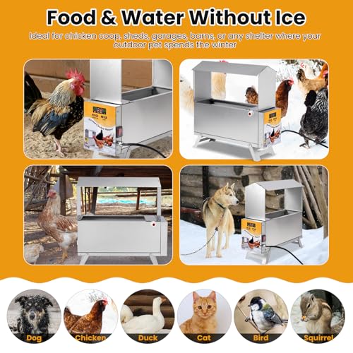 1.5 Gallon Heated Chicken Waterer Freeze Proof for Winter | Automatic Chicken Water Heater Poultry Drinker Watering System, With Control Panel, Adjustable Leg, Thermostatic Control