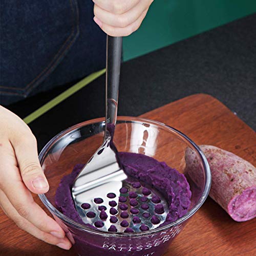 Stainless Steel Potato Masher, Berglander Heavy Duty Metal Potato Ricer, Food Masher Utensil Hand Masher, Vegetables Fruits Versatile Masher, Heat Resistant, Dishwasher Safe, Easy to Clean - size: I. Potato Masher
