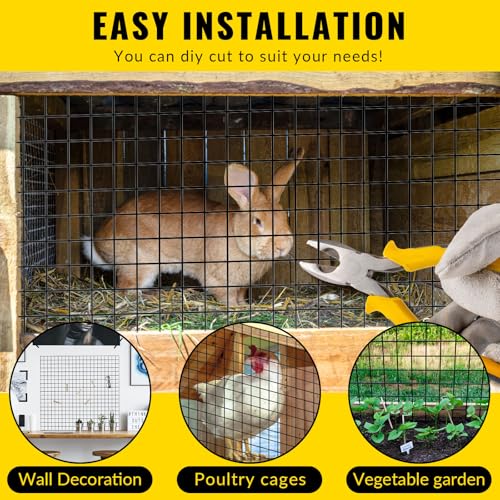 Hardware Cloth 1/2 inch 36 x 50 ft Heavy Duty Black Chicken Wire Fencing 19 Gauge Vinyl Coated Welded Wire Mesh Roll PVC Hardware Cloth Chicken Wire Fencing Garden Fence Tree Guard - color: Black, size: 36 x50 1/2inch