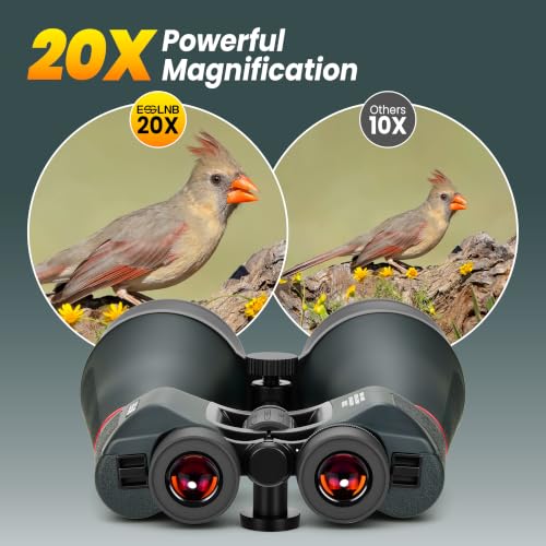 ESSLNB 20x80 Astronomy Binoculars for Adults, High Powered Stargazing Outdoor Waterproof Binoculars for Travel Bird Watching Hunting with BAK4 Prism FMC Lens Carrying Bag (Red) - color: Red