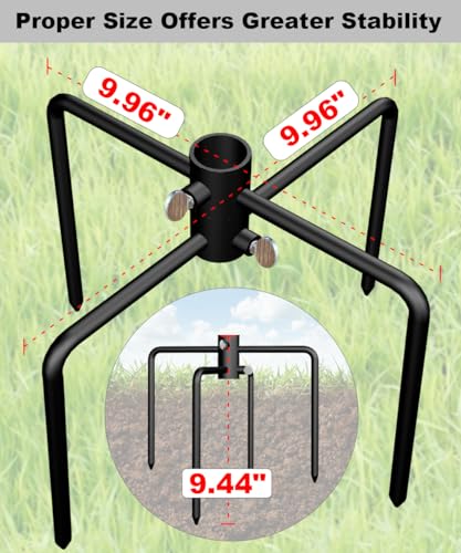 Pole Stabilizer Stand Base with 4 Prongs for Outdoor Bird Feeder Pole, In-Ground Support Applies to 0.74” to 1.1” Shepherds Hook, Black, 1 Pack, Measure Before Purchase - size: M