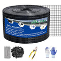 Critter Guard for Solar Panels, 6 in x 100 ft Solar Panel Bird Guard Mesh | 1/2 in PVC-coated solar mesh kit with 120 fasteners, scissors and gloves, black pigeon guard for solar panels - size: 1/2inch x 6in X 100ft