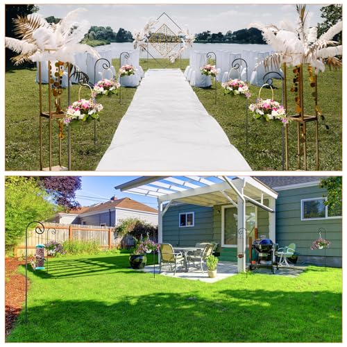 Hicarer 2 Pcs 48 Inch Shepherds Hooks for Outdoor 1/3 Inch Thick Metal Curled Garden Hooks Adjustable Bird Feeder Pole for Hanging Lanterns Plant Baskets Mason Jars Solar Lights Wedding Decor
