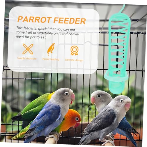 Kisangel Plastic Parakeet Millet Spray Holder, Hanging Feeder for Parakeets | Fruit Vegetable Foraging Toy, Prevent Waste, Cage Hanging Perch Stand, 9.8in Green Plastic Basket for Bird Cockatiels