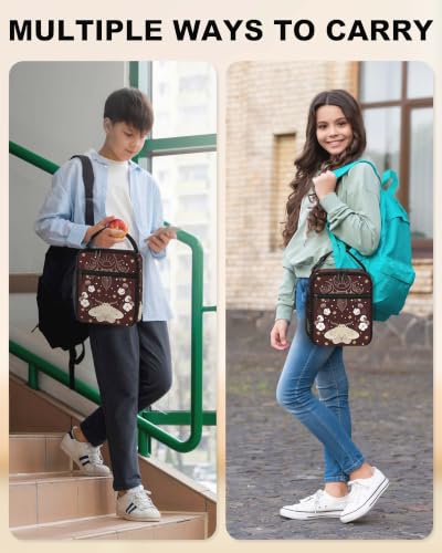 Lunch Box Insulated Lunch Bag for Girls Boys Kids Teen,Stars Moon Moth | Reusable Lunchbox, Cooler Tote Bag, Mesh Side Pocket, Easy to Clean, Waterproof Leak-Proof Lining for School Office Picnic - color: Stars Moon Moth