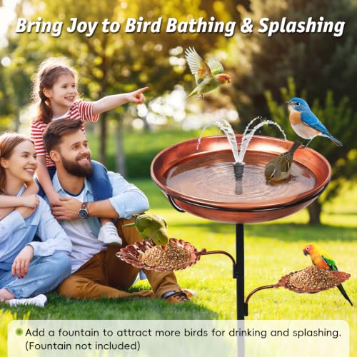 35'' Metal Bird Bath for Outside, 12 x 2-Inch Birdbath Bowl, Bird Feeder | 0.95-Gallon Vintage Brown Freestanding Birdbath with Removable Bowl, 6.5-Inch 5-Pronged Base for Gardens, Patios and Yards