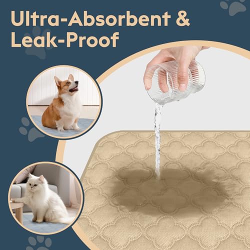 FunFurry Washable Pee Pads for Dogs - 2 Pack Reusable Puppy Pads，Waterproof Training Pads，Guinea Pig Cage Liner, Puppy Pee Pads with Non-Slip Backing (Cream, 36" X 48" - 2 Pack) - color: Cream, size: 36" X 48" - 2 Pack