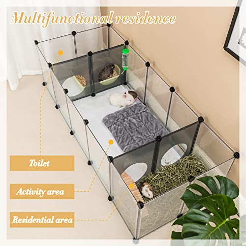 DINMO 18 Panels Bunny Playpen, Game Holes Design, 61.4 x 25.4 x 16.4 inches | Small Animals, Guinea Pigs, Hamsters, Kittens, Ferrets, Hedgehogs, Fun Play Tunnels, DIY, Expandable, Portable Exercise Fence - style: Plastic-18 panels