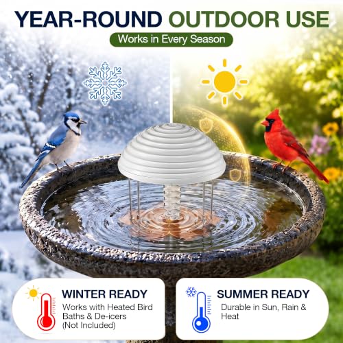Bird Bath Water Agitator with 2 Flower 99.99% Pure Copper Disk, Battery Powered Bird Bath Circulator, Quiet Waterproof Mover Keeps Water Fresh for All Season Use (Grey Spiral) - style: Grey Spiral