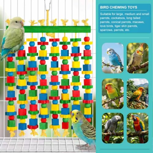 Large Parrot Toy, Natural Wood Bird Toys Bird Chewing Toys for Macaws, African Grey, Cockatoos, Amazon Parrots, Conures, Lovebirds, Budgies - size: Large