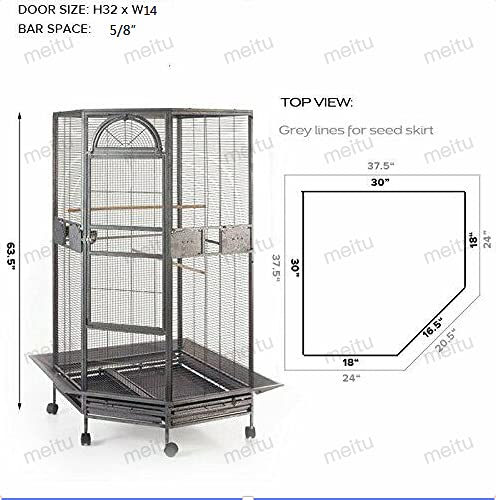 Parrot Escape Jumbo Corner Bird Cage Aviary (Small) - size: 63.5"L x 37.5"W x 37.5"H