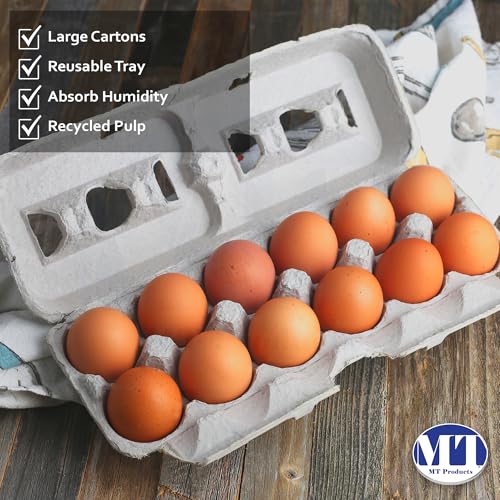 MT Products Blank Natural Pulp Egg Cartons Holds Up to Twelve Eggs - 1 Dozen - Strong Sturdy Egg Crate Cardboard Material Perfect For Storing Extra Eggs (25 Pieces) - Made in the USA - size: Standard