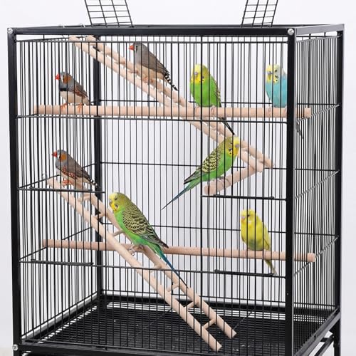10 Pcs Wood Step Ladder for Bird, 3-10 Step Hanging Bird Ladder Parrot Cage Climbing Toy & Cylindrical Support for Parakeets, Cockatiels, Conures, Lovebirds