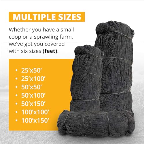Stromberg’s 2” Mesh Heavy Duty Knotted Aviary Netting, UV Resistant Polyethylene Fiber for Birds, Pheasants & Poultry, 85 Lbs Break Strength Durable Against Weather and Predators, Size 100' x 100' | UV Resistant Polyethylene Fiber for Birds, Pheasants & P
