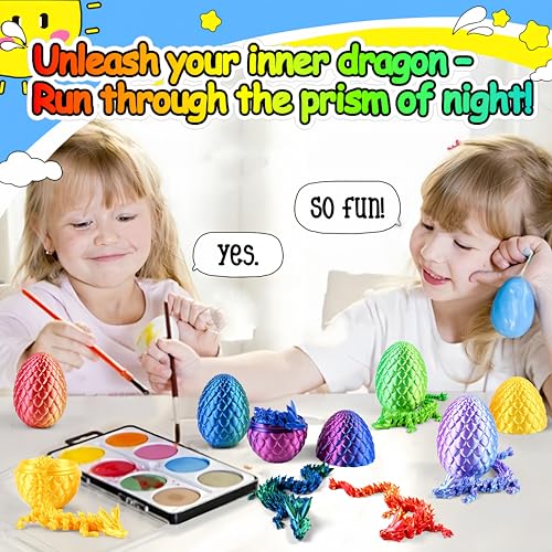 Impossmaker 8‘’ 3D Dragon Eggs with Dragon Inside, Easter Basket Stuffers Mini Egg Set Articulated Unique Easter Basket Essentials for Adults Kids (6 Pack) - style: 6P-S2