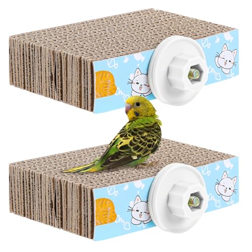COMNICO 2 PCS Bird Chew Toy Parrot Cage Perch Cardboard Platform Bird Paw Grinding Stand for Cage Birds Resting Platform Stand Parrot Playground Exercise Toys ParakeetsCage Accessories - size: S
