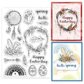 Easter Egg Clear Stamp Reusable Dream Catcher Stamp Leaves Wreath Silicone Stamps Boho Easter Words Rubber Stamps for Easter Card Making Journaling Scrapbooking DIY Cards Album - color: Bohemian Easter