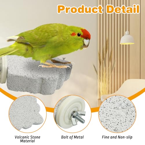 PINVNBY 6 PCS Bird Perch Parrot Beak Grinding Stone Calcium Mineral Parrot Perch Foot Claws Trimmer Chewing Toy Bird Cage Accessories for Small Medium Budgie Cockatiel Conure Lovebird (Grape)