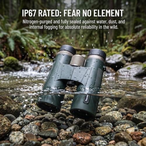 12x42 ED UHD Binoculars for Adults, High Power Binoculars with Phone Clip, BAK4 Prism FMC Coating, IP67 Waterproof Fogproof, Low Light Vision Bird Watching Hunting Sports Stargazing Cruise