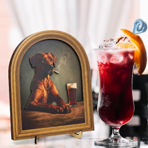 3D Funny Dog Drinking Beer Wall Art Sign for Pub Bar Decor, Vintage Tipsy Dog Portrait, 8x10 Inch - color: Dog-1
