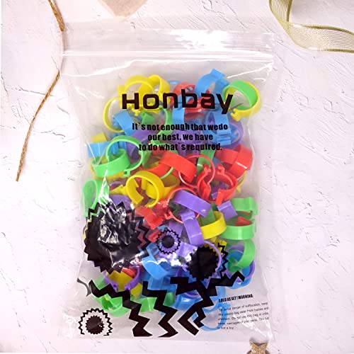 Honbay 100PCS 5 Colors Poultry Foot Rings Leg Bands Clip-on Rings for Birds, Ducks and Chickens (20mm(4.4-11lbs))