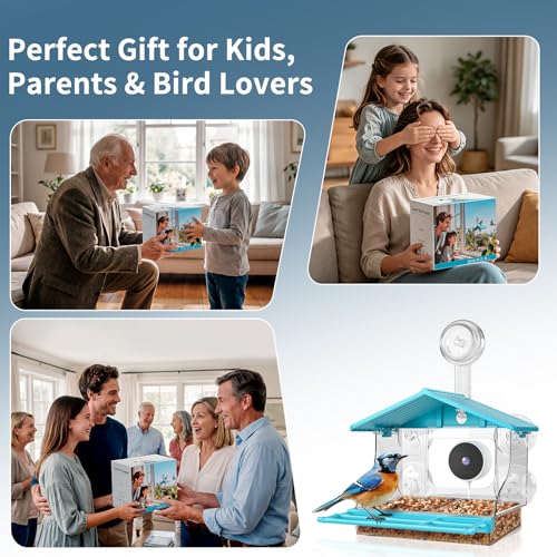 2026 Upgraded Window Bird Feeder with Camera, 2K UHD Window Bird Feeders for Outdoors with Strong Suction Cups, 2.4G & 5G WiFi, AI Bird Identification, 24/7 Local Recording - Perfect for Bird Watching