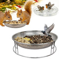 13-Inch Ground Bird Feeder and Bath Combo, Stainless Steel Ground Feeding Platform for Birds & Squirrels, with Dual Birdseed Mesh Trays, Birdbath, Attracting Creatures to Backyard, Patio - color: bird feeder & bath combo