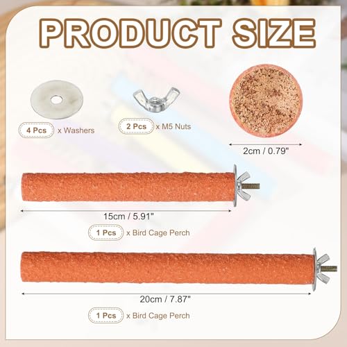 Bird Cage Perch, Colorful Parrot Grinding Claw Sticks, Platform Paw Stand Toy 6/8 Inch, (Wooden, Orange, 2Pcs), Intended for Small Medium Birds/Parrots/Finches/Lovebird - color: Orange, size: 6/8 Inch