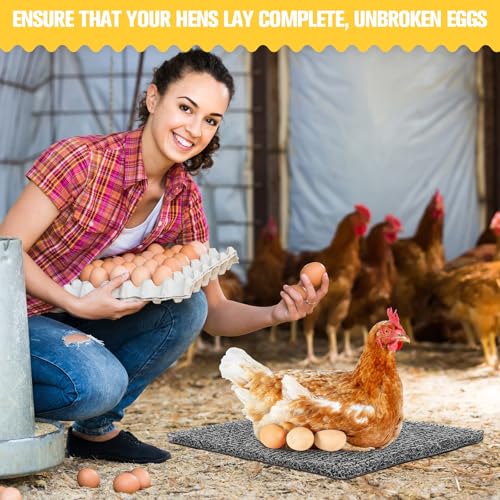 12 Pcs Nesting Pads for Chicken Coop, Washable Plastic Nesting Box Liners 12x12 Inch Reusable Nest Box Pads with 6 Pcs Fake Wooden Eggs Chicken Laying Mats Coop Accessories