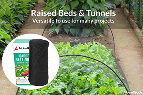 AlpineReach Garden Netting 15 x 50 ft Heavy Duty Bird Net, Deer, Plant Protection Extra Strong Woven Mesh, Reusable Kit with Zip Ties, Animal Fencing for Fruits Trees, Black - color: Black, size: 15ft x 50ft