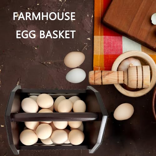 Egg Basket,Wooden Egg Basket for Gathering Fresh Eggs,Farmhouse Chicken Egg Collecting Basket for Countertop