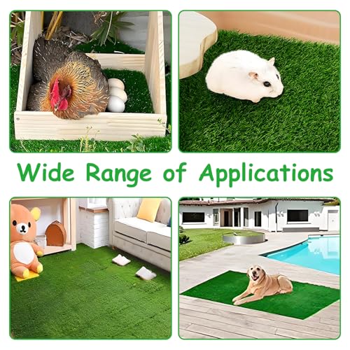 kathson 4 Pcs Washable Chicken Nesting Pads, 11.8 X 23.6 in Artificial Grass Turf Rug Cuttable Chicken Coop Liner for Laying Eggs Reusable Nest Box Bedding Egg-Protecting Mats for Coops - size: 4 Pcs
