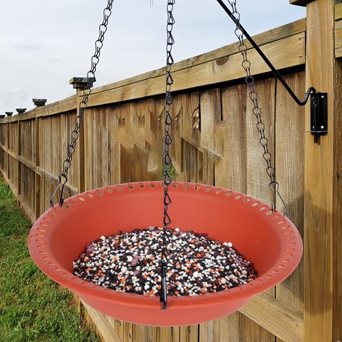 Hanging Bird Feeder Tray 10inch with Drainage Holes Fit Most Seed, Bird-Feeder Hanging for Garden Yard Outside, Terracotta - color: Terracotta, size: 10 inch