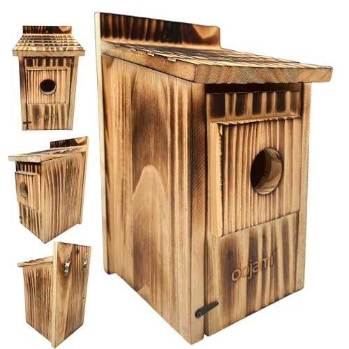 Bird Houses for Outside, Wooden Hanging Birdhouse with Easy Clean, Brown | Nesting Box for Small Wild Birds, Weather-Resistant Backyard Garden Decor, Decorative Outdoor Bird Nest by Oojami