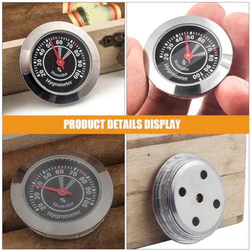 Hemoton 2-Pack Analog Cigar Humidor Hygrometer Round Mechanical Humidor Gauge Humidity Meter for Cigar Box Small Compact Accessory for Violin Case Home Use