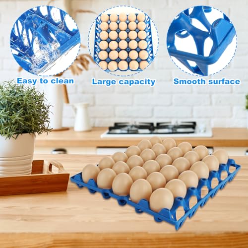 12PCS Plastic Egg Trays Egg Crates, Stackable Eggs Cartons Egg Flats, Each Holds 30 Eggs for Packing, Storage, Shipping (Blue) - color: Blue-12PCS