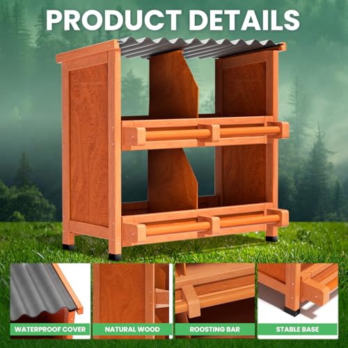 Chicken Nesting Boxes,4 Compartments Wooden Nesting Boxes for Chickens,Laying Nest Boxes for Hens Ducks Poultry Protect Eggs Chicken Coops Easy Egg Collection (4 BOXS) - size: 4 BOXS
