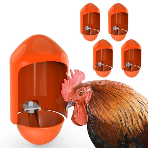Large Automatic Chicken Water Cups w/Anti-Dirt Cover for Poultry -5 Pack | Large cups; w/ Anti-Dirt Cover