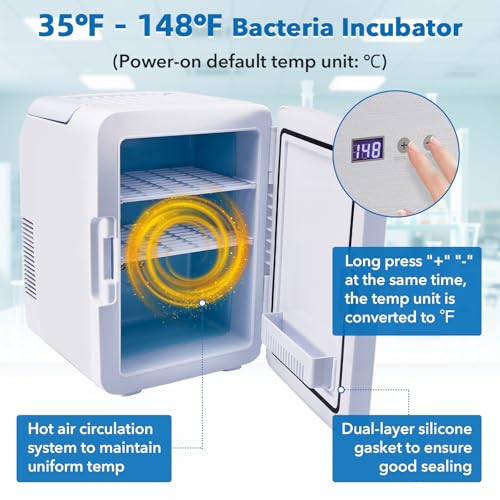 10L Lab Incubator, 35-148℉ Thermostatic Cabinet Incubator, 110V | for Laboratory General Purpose, Petri Dishes, Egg Incubation, 12V/110V