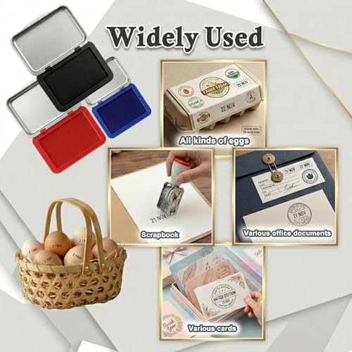 3PCS Ink Pads for Farm Fresh Egg Date Stamping(Black, Blue & Red) | 2.95 x 2.16in Premium Fade-Resistant Quick-Drying Ink Pads for Farm Marking & Food Labeling - size: 3PCS
