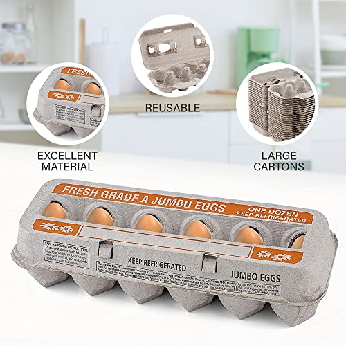 MT Products Natural Pulp Jumbo Egg Cartons 1 Dozen - Disposable Egg Storage Container (Pack of 15) - Made in the USA - size: Jumbo